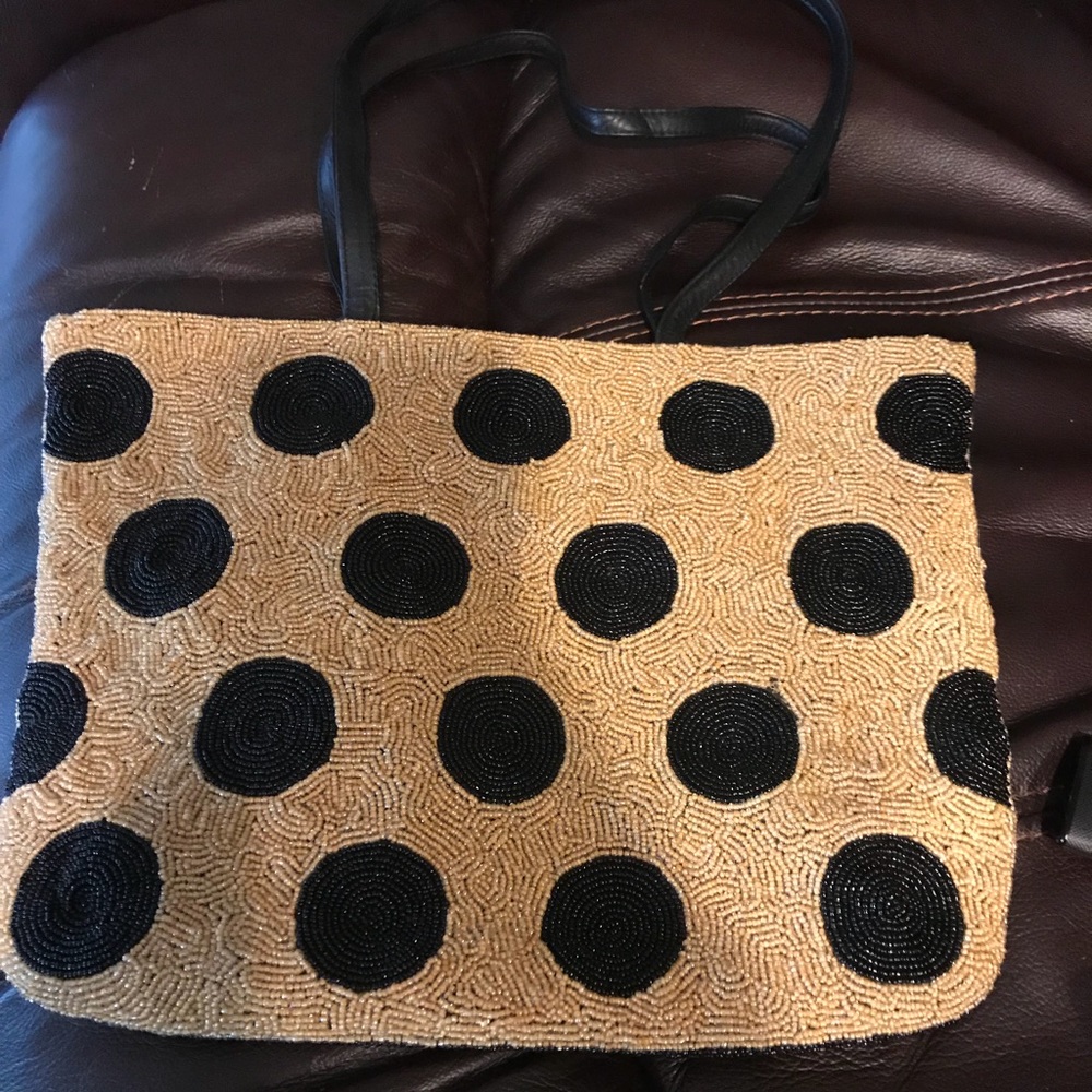 Black and Tan Beaded handbag